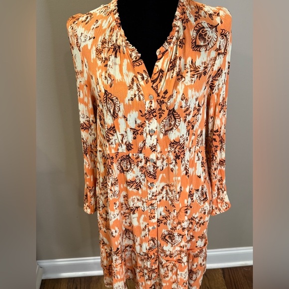 Women’s FRYE Ruffle Neck Front Button Dress- size medium - Picture 4 of 8